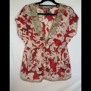 Johnny Was Hot Pink Floral print top size M